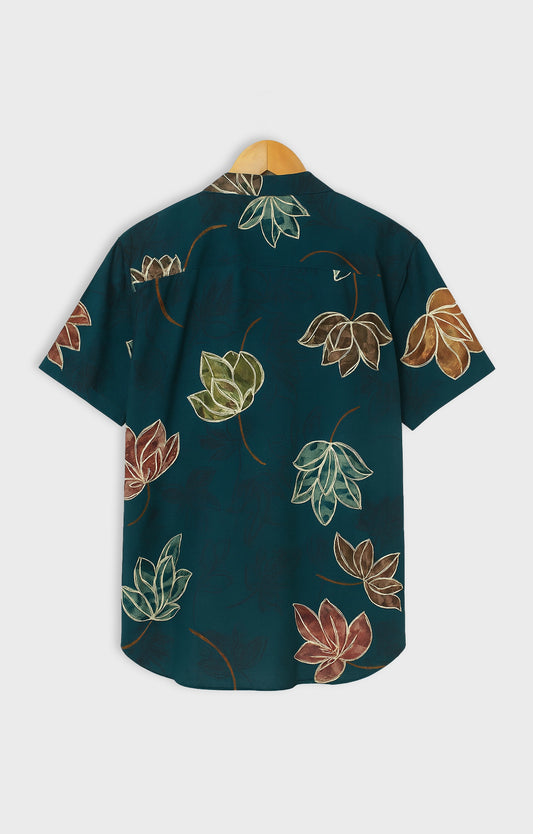 Green_Leaves Casual short-sleeve button-up shirt
