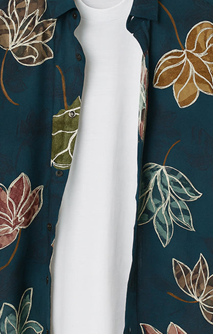 Green_Leaves Casual short-sleeve button-up shirt