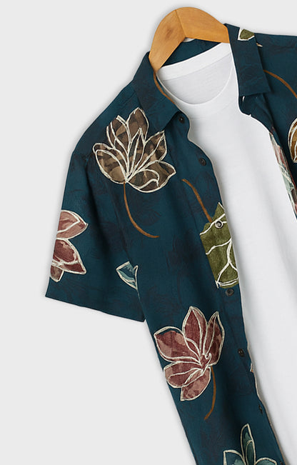 Green_Leaves Casual short-sleeve button-up shirt