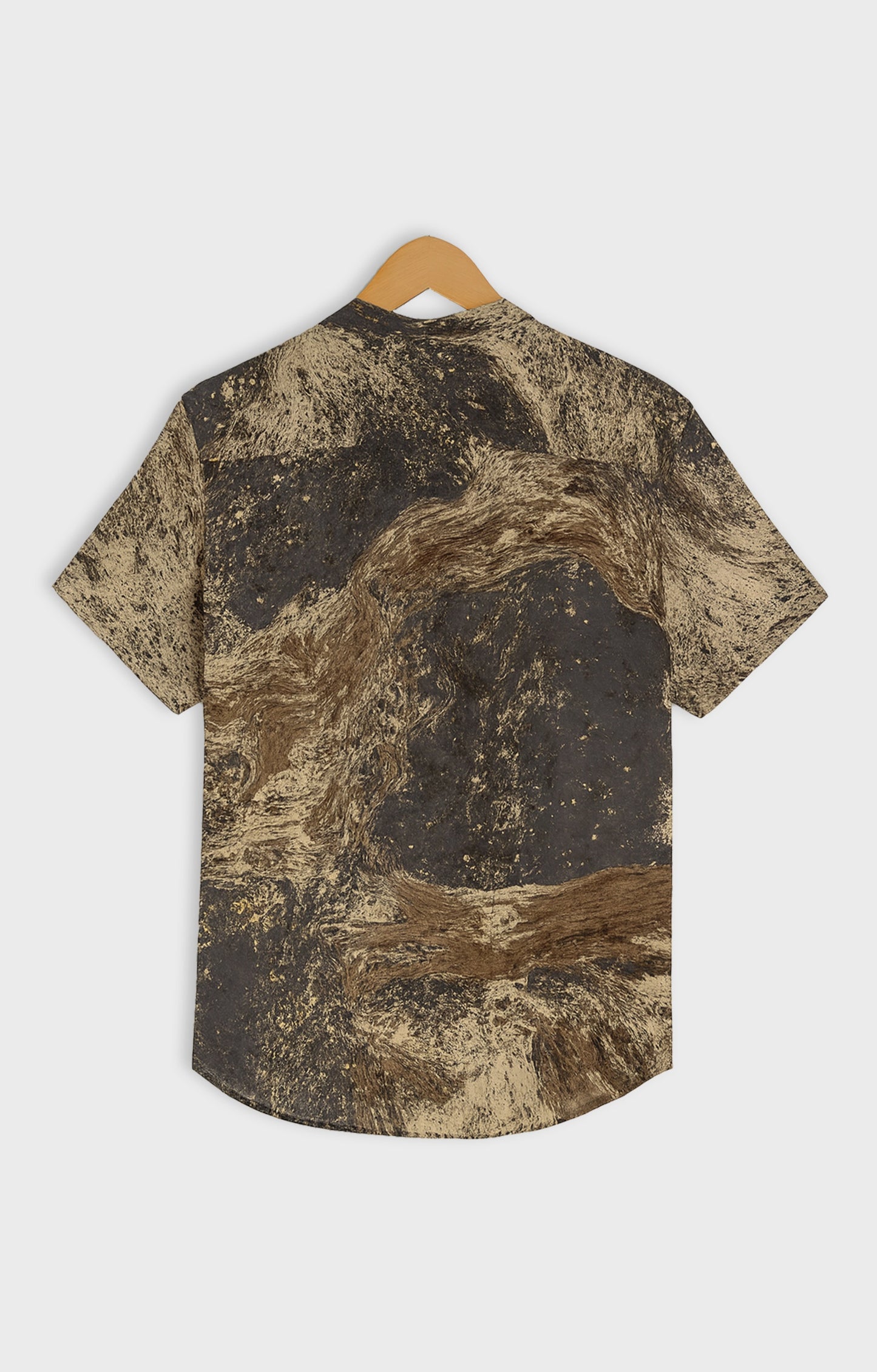 Green_Liquid Casual short-sleeve button-up shirt