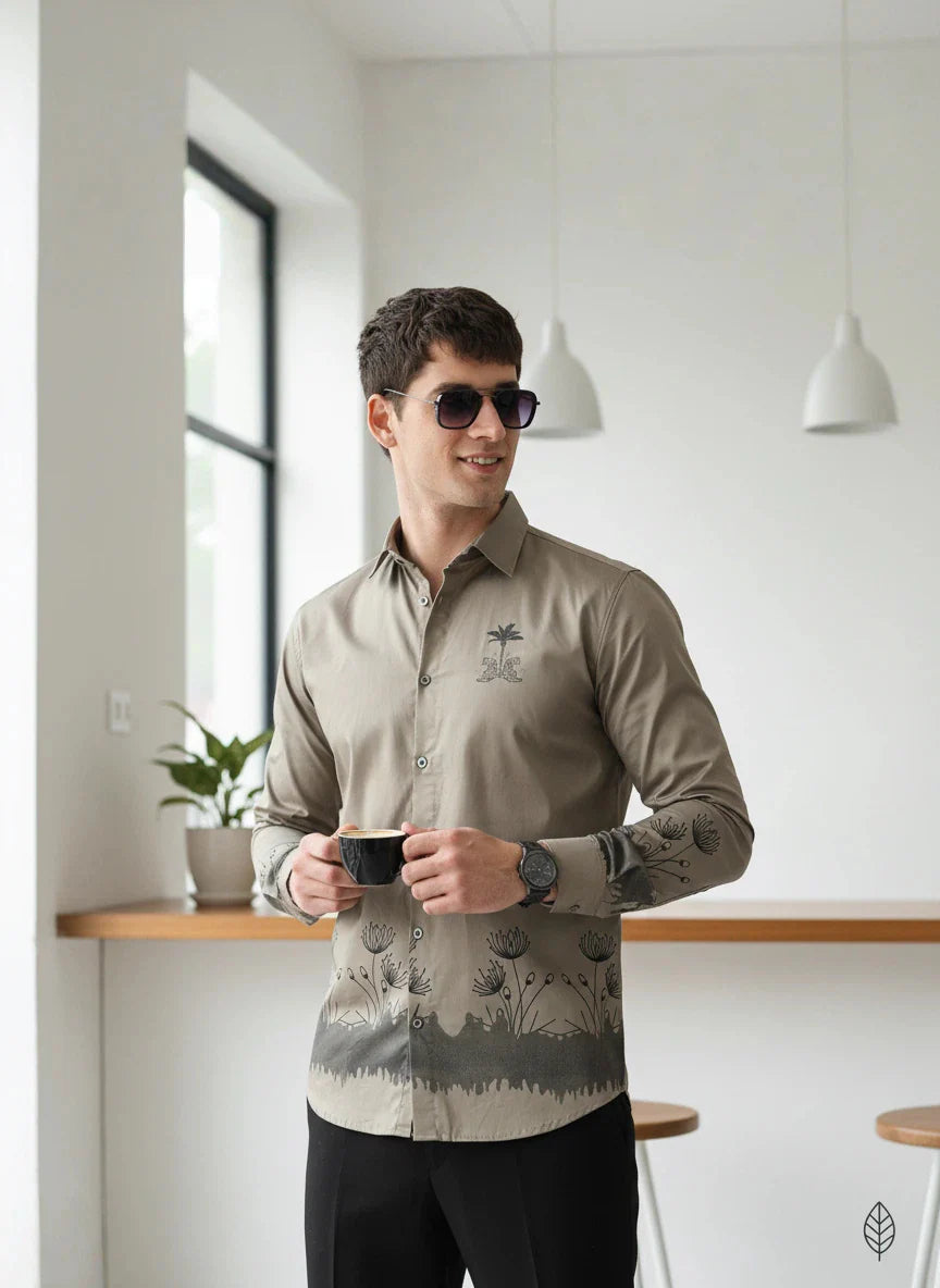 Grey Bottom Petals Premium Mens Shirt