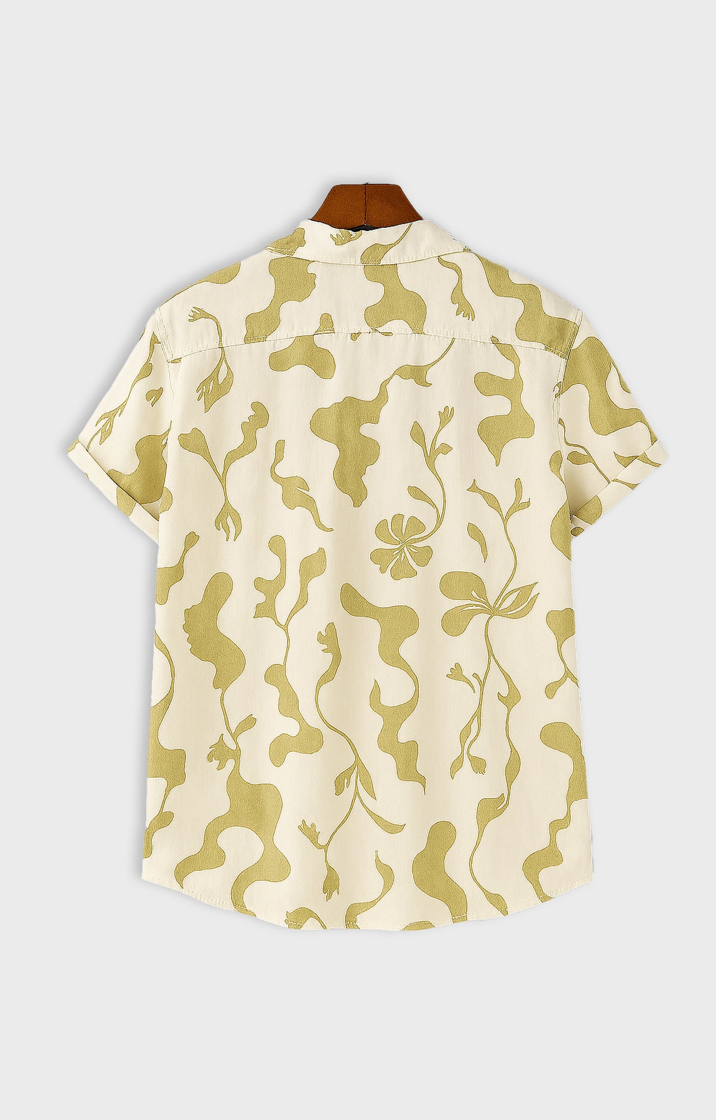 Multi_Leaves Casual short-sleeve button-up shirt