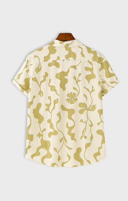 Multi_Leaves Casual short-sleeve button-up shirt