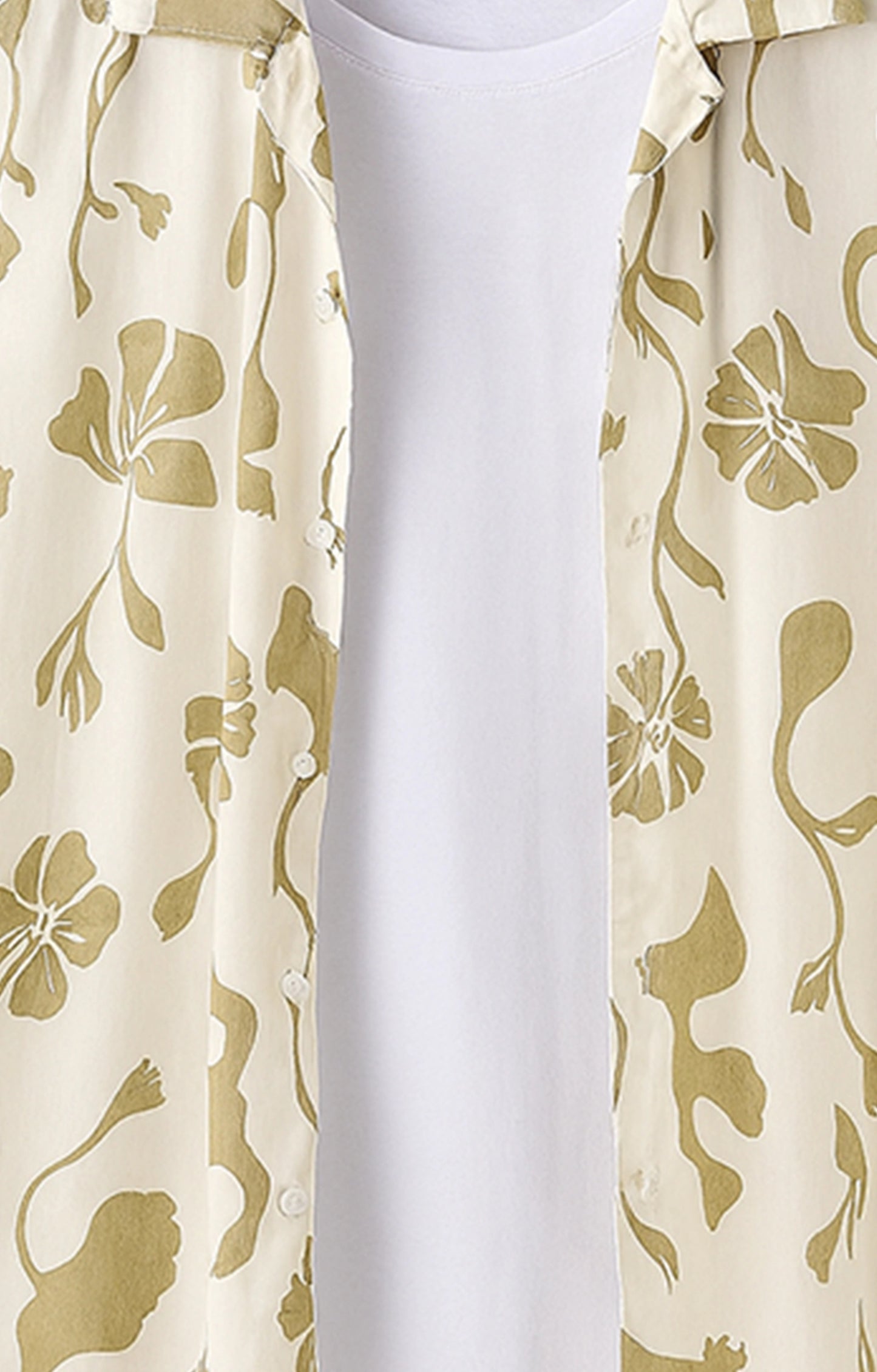 Multi_Leaves Casual short-sleeve button-up shirt