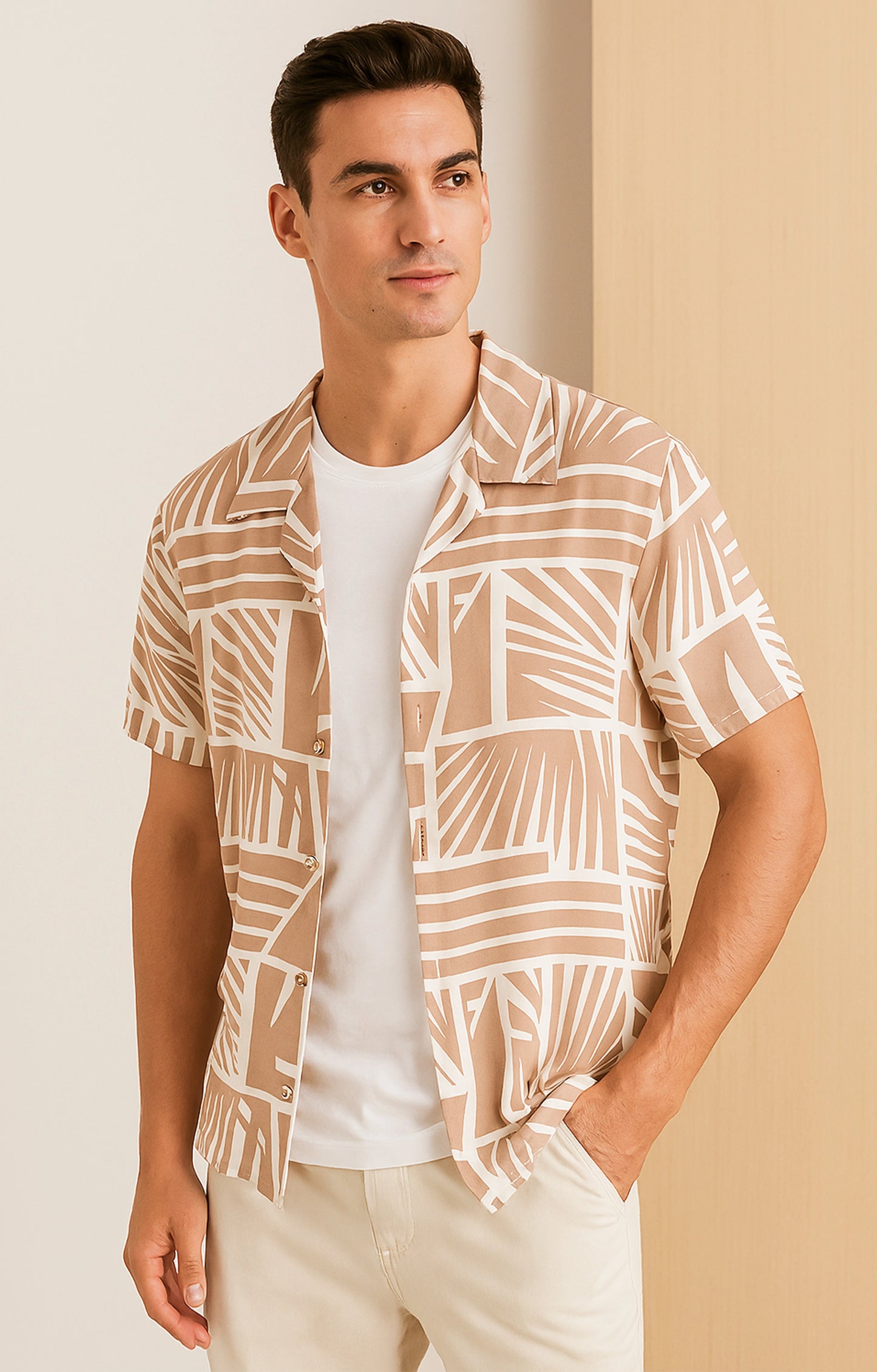 Orange_Graffitty Casual short-sleeve button-up shirt