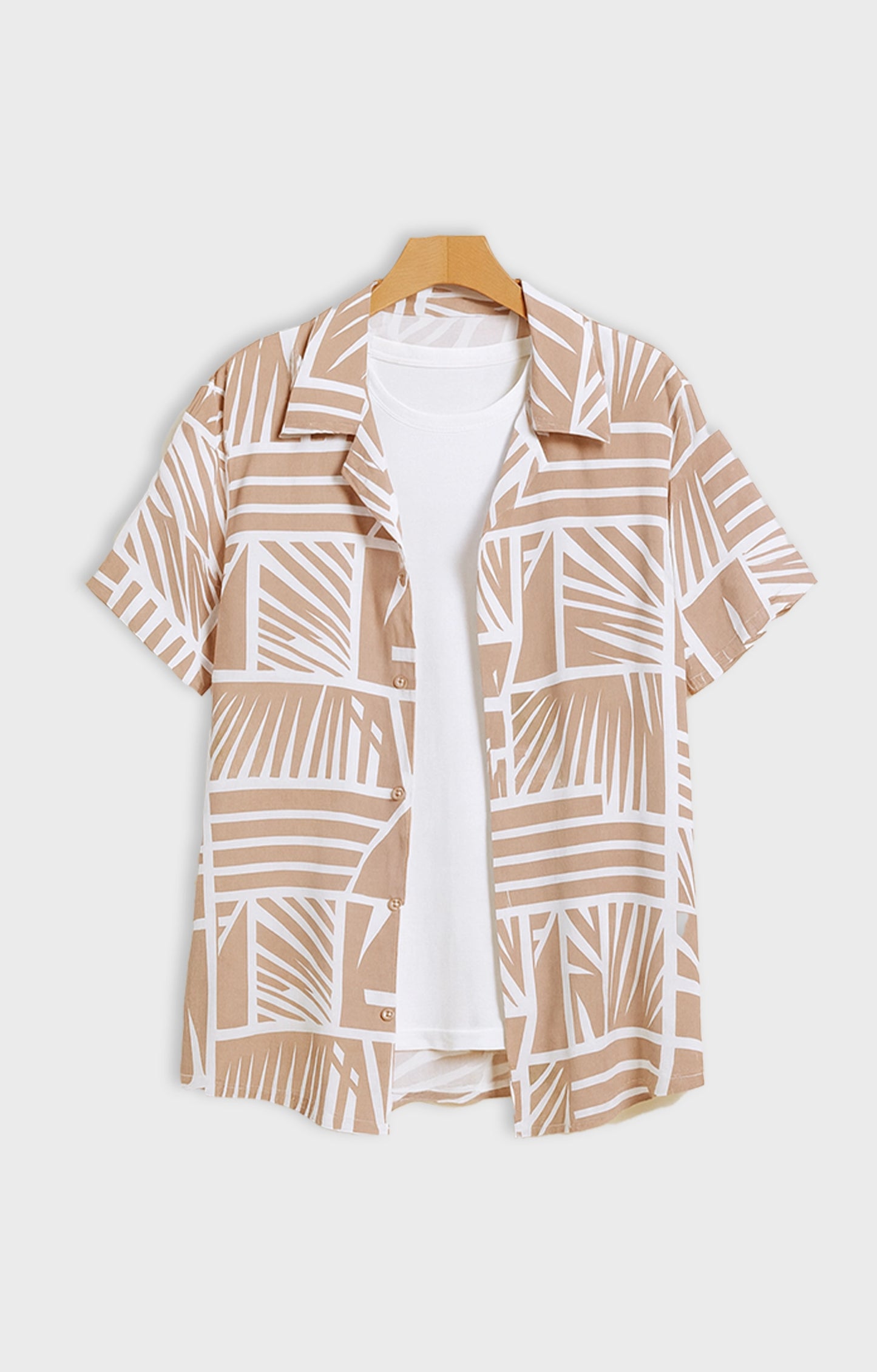 Orange_Graffitty Casual short-sleeve button-up shirt