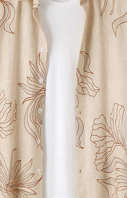 Orange_Outline Casual short-sleeve button-up shirt