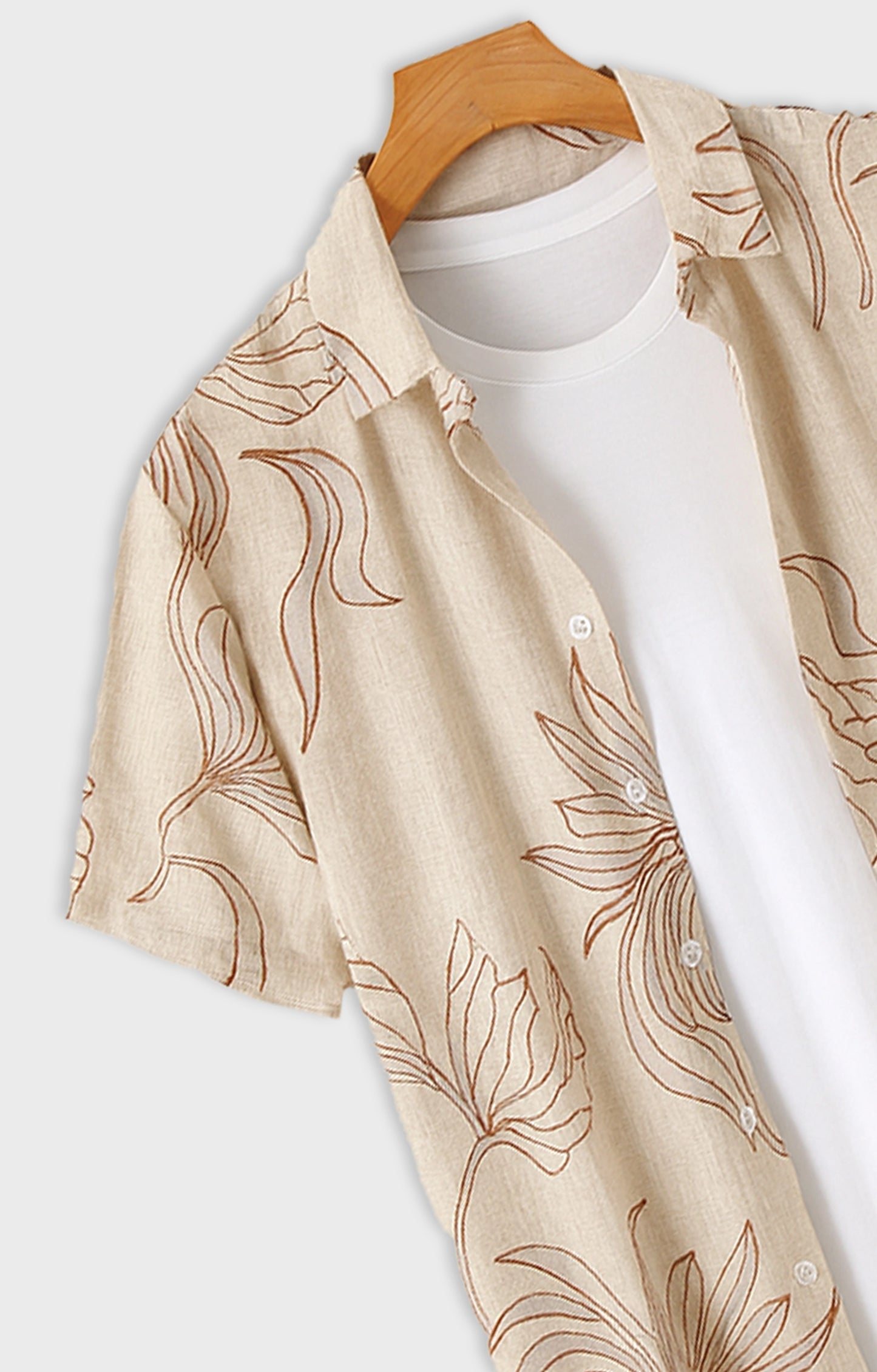 Orange_Outline Casual short-sleeve button-up shirt