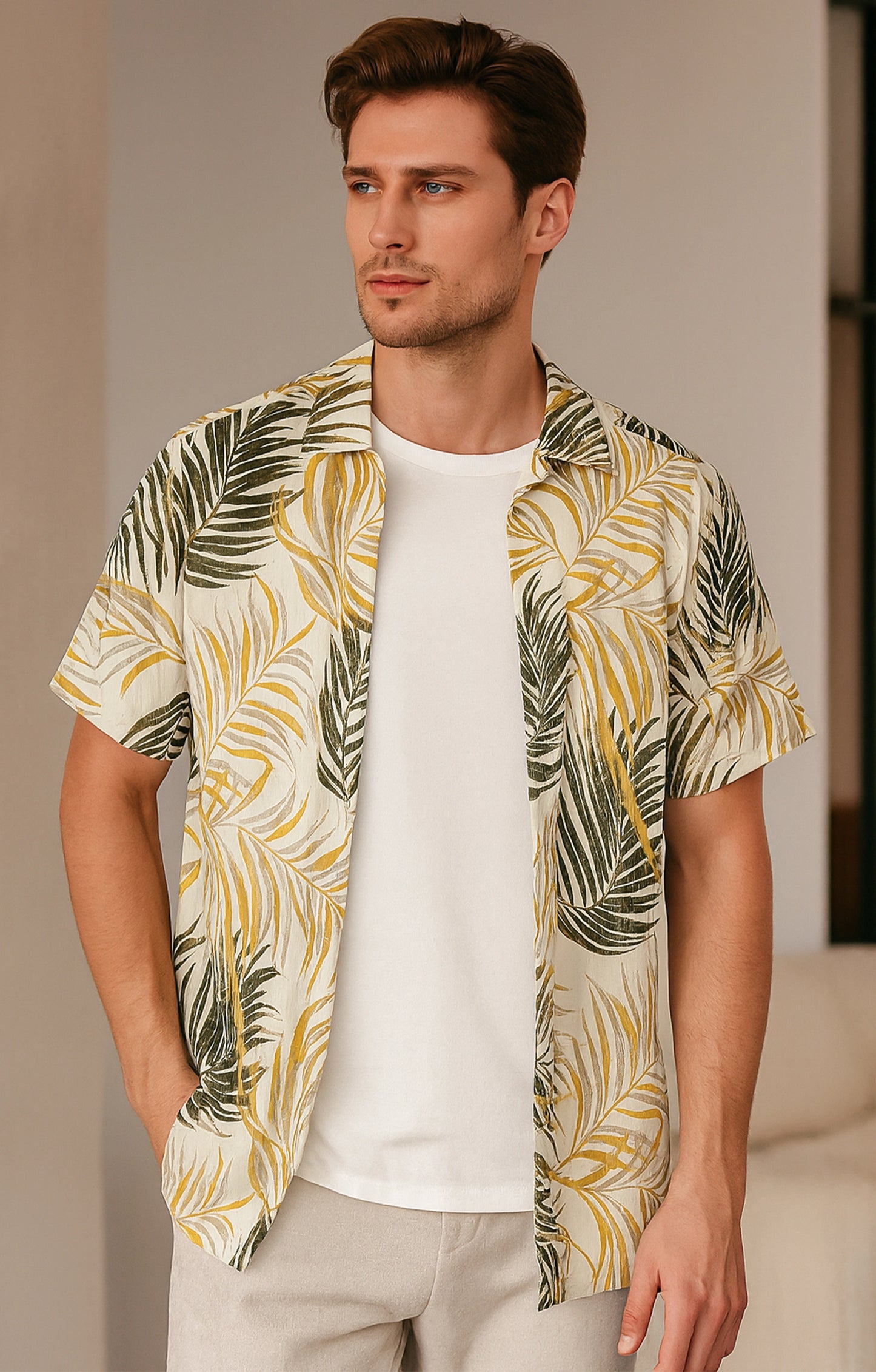 Yellow_Leaves Casual short-sleeve button-up shirt